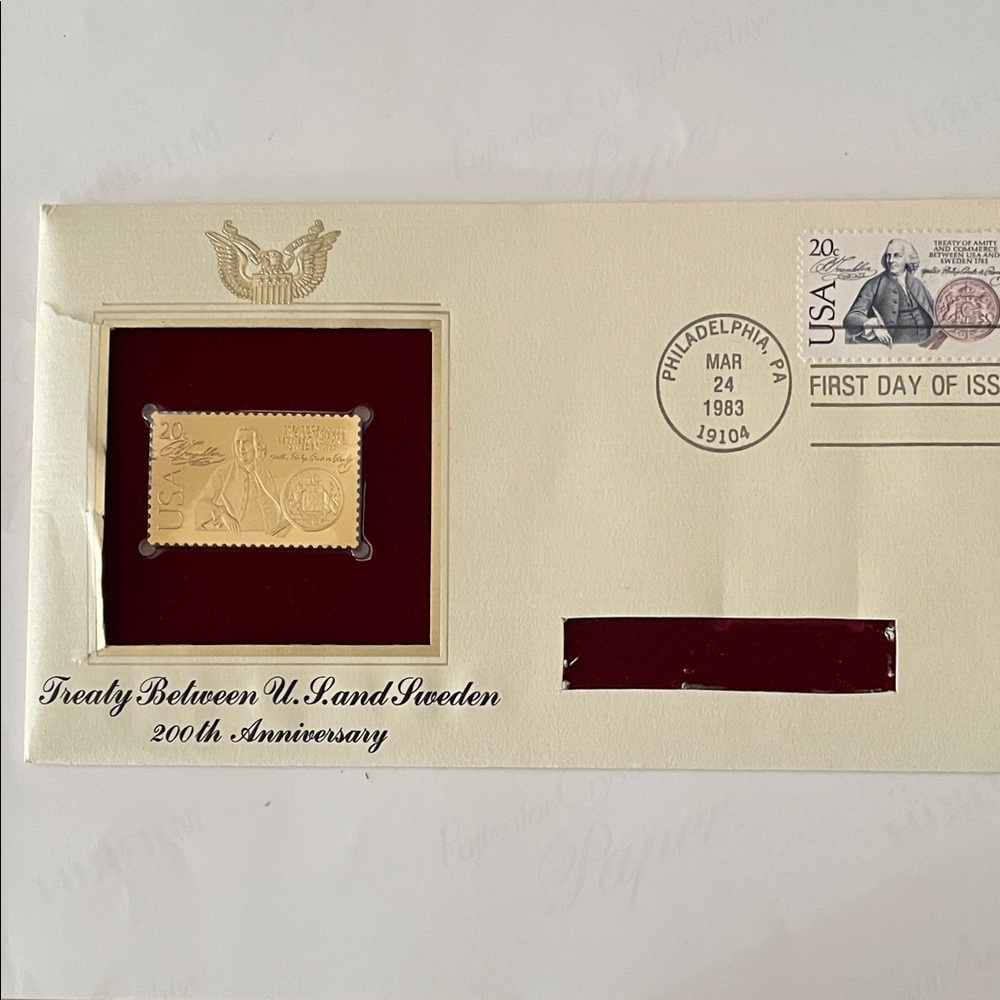 Gold Commemorative Stamp with Envelope